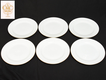 大倉陶園 ゴールドライン（リムシェープ）２５．５cm ミート皿 ６枚 白磁 金彩 陶磁器 洋食器 西洋美術 OKURA ART CHINA　　z3364o_画像1