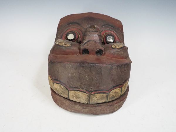正規品 .木彫り獅子頭 .木彫り獅子頭 魔除け 彫刻美術 伝統工芸 獅子舞