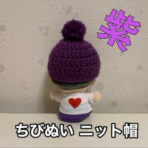 【ラスト一点】ちびぬい メンカラニット帽 紫