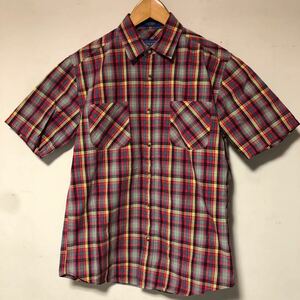 ペンドルトン PENDLETON ウェーブシャツ WAVE SHIRT コットン 半袖シャツ XS チェック柄 メンズ 赤 レッド系 美品 90s ビンテージ オールド