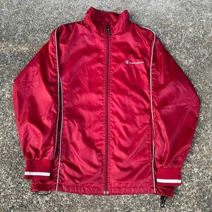 チャンピオン Champion ビンテージ 90s 00s ナイロンジャケット M ウインドブレーカー アメリカUSA古着 メンズ 赤 レッド オールド 70s 80s