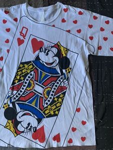 90s Disney ミニー 総柄 vintage Tシャツ トランプ USA製 アメリカ製 ディズニー minnie ミッキー ハート ビンテージ