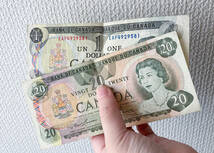 レア　旧カナダドル　札　2枚セット　20ドル　1ドル　エリザベス女王_画像3