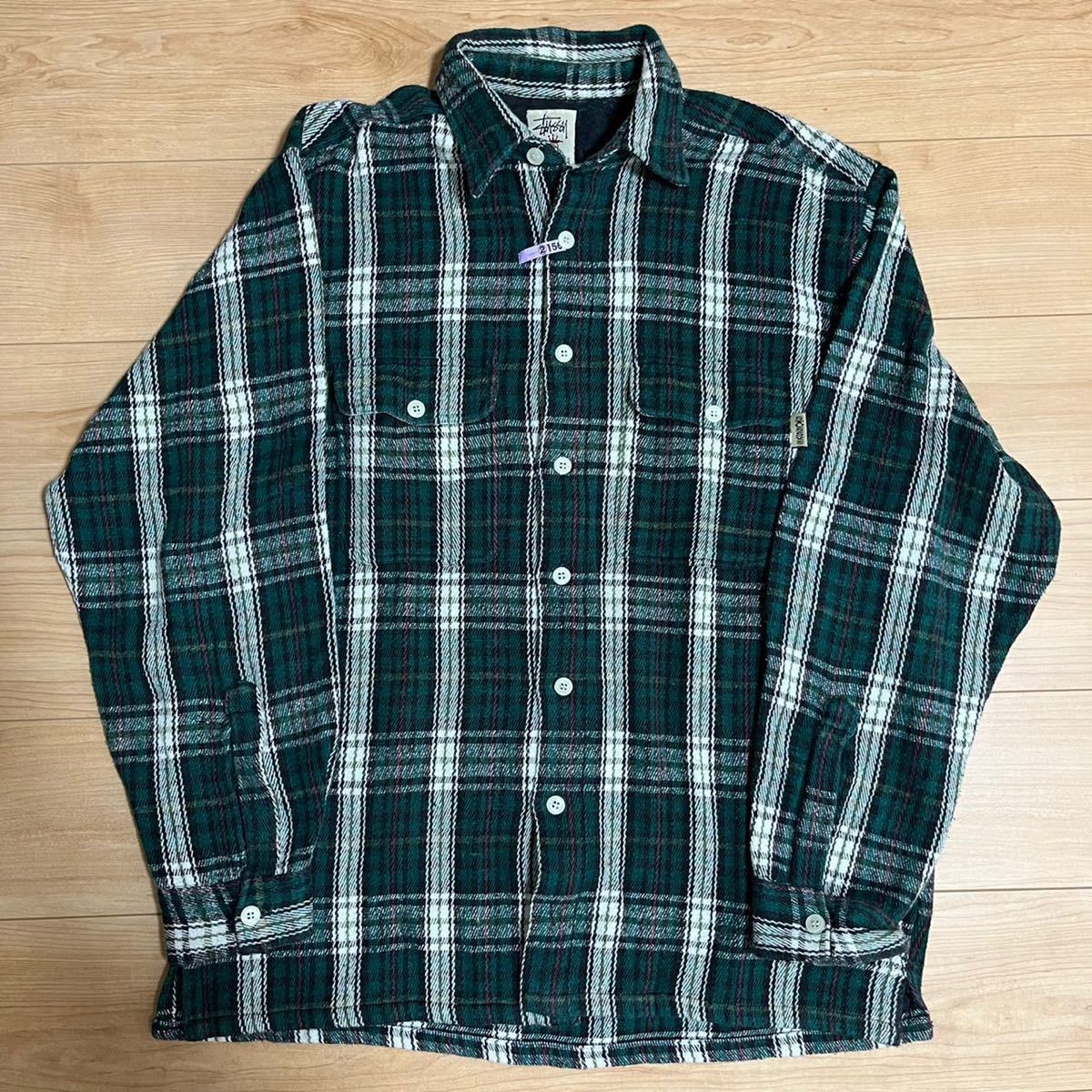 STUSSY】90s 白タグ 王冠ロゴ USA製 肉厚 チェック柄 長袖シャツ | www