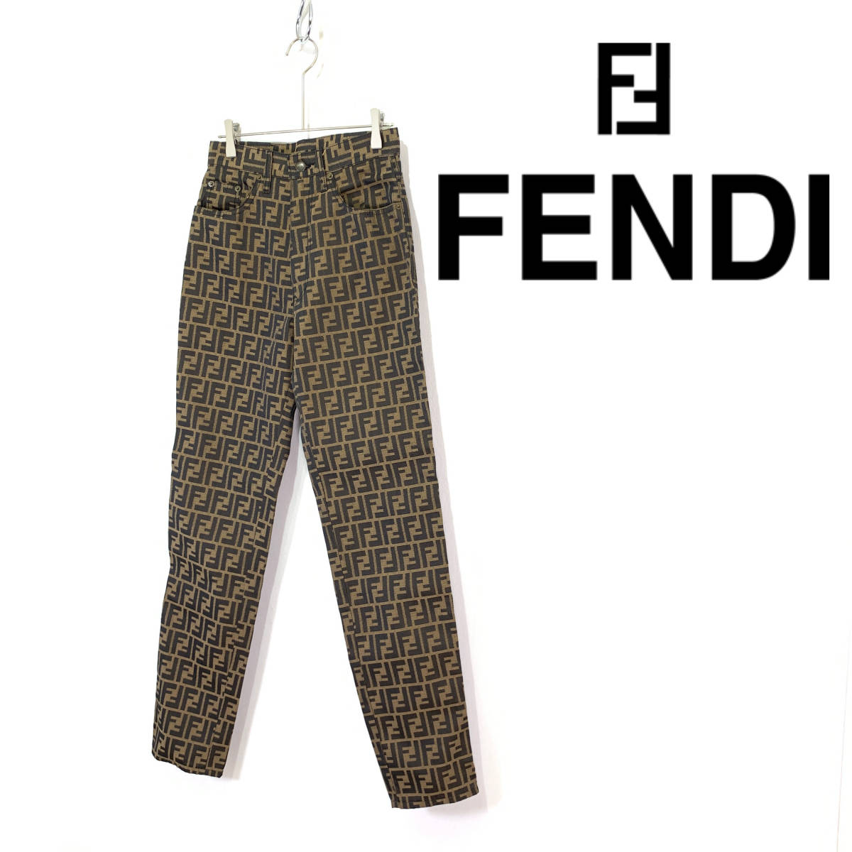 今だけ限定価格! 【新品】FENDI ショッピング売品 FENDI フェンディ 高級 パンツ ズッカ柄 総柄 イタリア製 27インチ