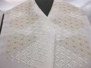 日本製 大幅値下げ・留袖振袖訪問着に正絹刺繍半襟・白地金切取り模様