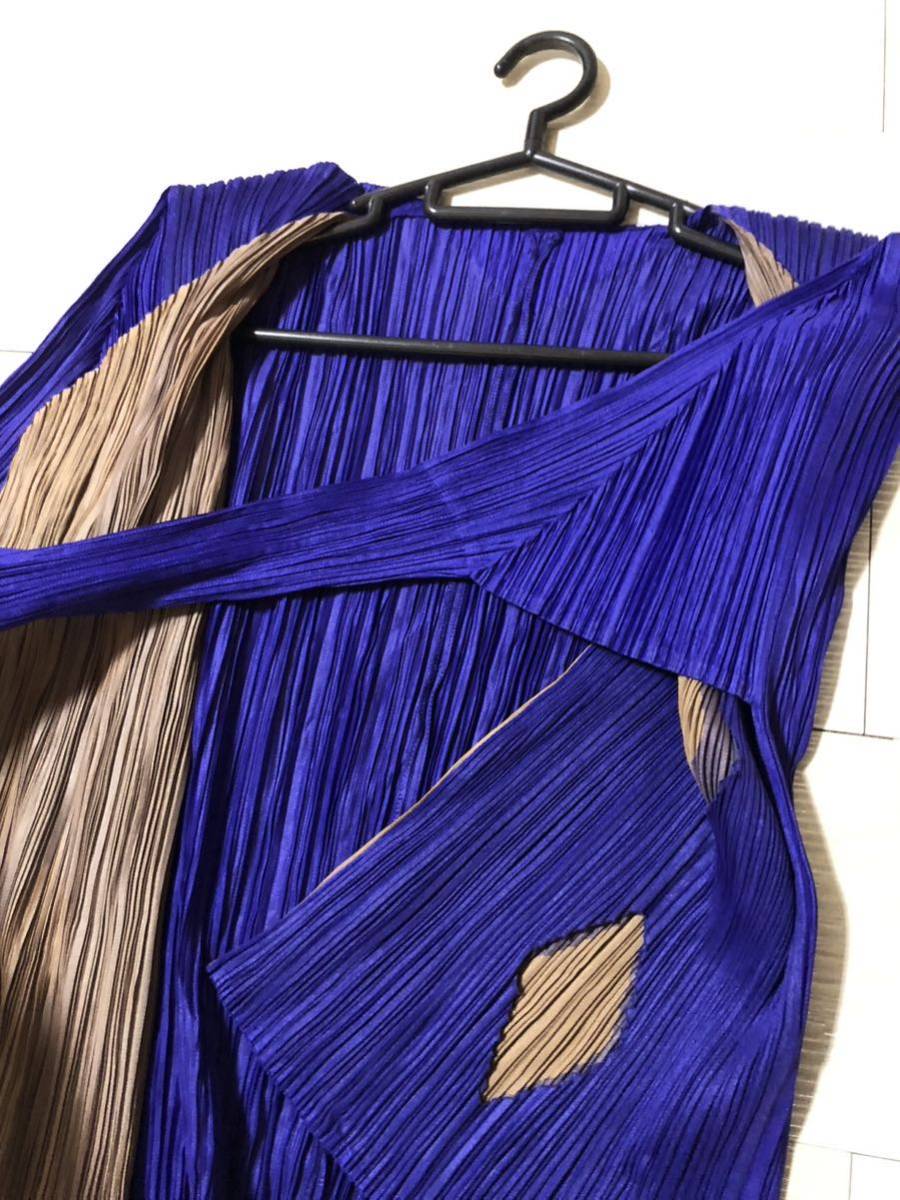美品 ISSEY MIYAKE イッセイミヤケ プリーツプリーズ トップス ブルー ...