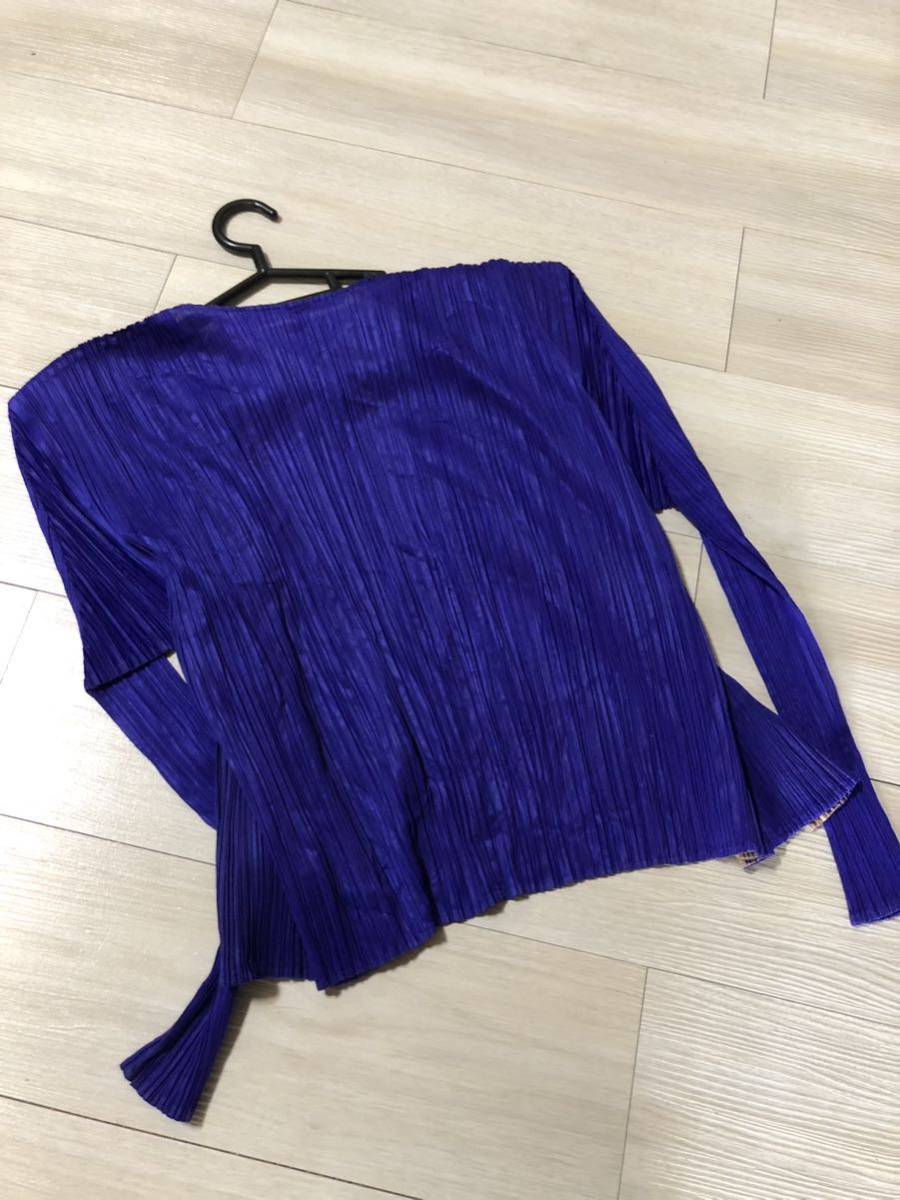 美品 ISSEY MIYAKE イッセイミヤケ プリーツプリーズ トップス ブルー ...