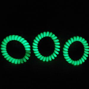 ⑥ ◆ 蓄光 ◆ リストコイル ３個 （ グリーン ） ／　 夜光 スパイラル スプリング　ヘアゴム　マーカー　リストバンド　グロー 