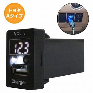 トヨタAタイプ ヴォクシー VOXY ZRR70 H19.6～H26.1 LED ホワイトド電圧計表示 USBポート 充電 12V 増設 パネル USB スイッチ ホールカバー