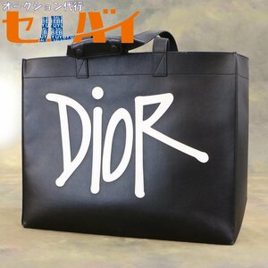 本物 美品 Dior×SHAWN stussy 限定コラボ D-Dior ブック トートバッグ ブラック A4書類ビジネスバッグ ブリーフケース ショルダーバッグ
