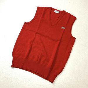 80‘s CHEMISE LACOSTE シュミーズラコステ ビンテージ ウールニットベスト フレンチタイプ メンズ サイズ4 M レッド ゴルフ