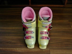 ( used )G-GIRLS FCX ROSS lady's ski boots shoes size 25cm made in Japan white × pink 