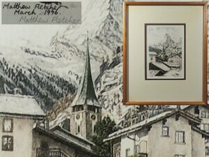 ◆Matthew Fletcher・マシュー フレッチャー・『Zermatt in Schnee』・ アートポスター・1996・額装◆aa196