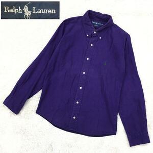 Ralph Lauren BLAKE ラルフローレン ブレイク ボタンダウンシャツ コットン コーデュロイ ポニー 刺繍ロゴ レディース サイズXL 紫