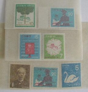 郵便番号設定普及記念関連記念切手　1969年（昭44年）ポスト君とはがき君　他