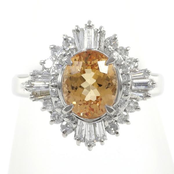 ダイヤモンド×インペリアルトパーズ リング Pt900 1.35ct 6.3g-
