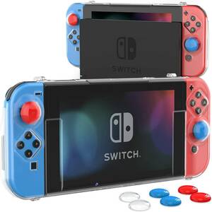 透明Switch カバー HEYSTOPニンテンドースイッチ カバー 透明　スイッチ カバー+Switchガラスフィルム１枚+親指キャップ