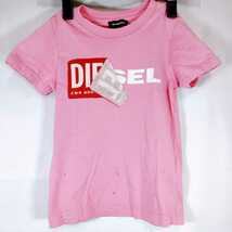 ディーゼル DIESEL 子供服 Tシャツ カットソー 半袖 ロゴ 英字 プリント サイズ4 ピンク トップス シャツ キッズ_画像1