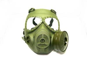 ガスマスク型くもり防止ファン付フルフェイスゴーグルマスク緑