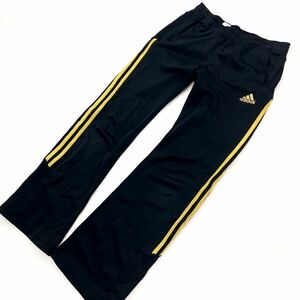 快適楽々♪ アディダス ☆ adidas CLIMA LITE ジャージ フレア パンツ ブラック ゴールドライン Sサイズ ランニング トレーニング■Ja5292