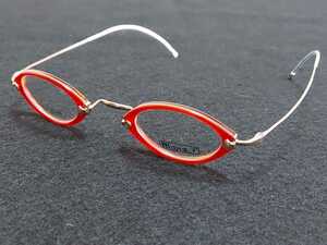 新品　Mona.J モナジェイ　日本製　メガネ　眼鏡　高級感　上品　フルリム　チタン　赤×ゴールド　一山