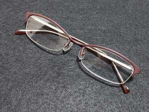 新品 Ralph Lauren　ラルフローレン 日本製　メガネ　眼鏡　高級感　上品　ハーフリム　チタン　赤系