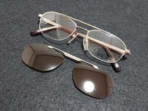 新品 MAGNA FLIP マグナフリップ　サングラス　メガネ　眼鏡　高級感　上品　ハーフリム　ゴールド　チタン　マグネット式　ツーブリッジ