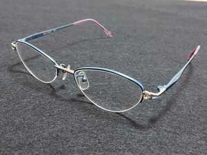 新品 Bijou de Nana　ビジュドゥナナ　日本製　メガネ　眼鏡　高級感　上品　ハーフリム　チタン　軽い　ブルー　青