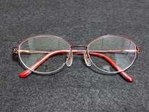 新品 MULBERRY マルベリー　日本製　メガネ　眼鏡　高級感　上品　ハーフリム　チタン　軽い　赤系 バネ丁番_画像6