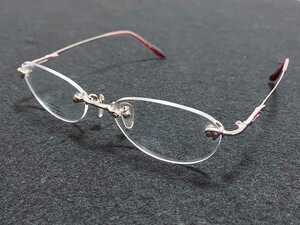 新品 MAXIME LABEYRIS マキシマムラベリー　日本製　メガネ　眼鏡　高級感　上品　ツーポイント　チタン　軽い　ピンク