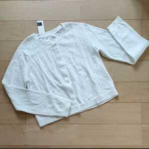 新品　ギャップ　女の子　XL（12）150★長袖コットンカーディガン★白 子供春服トップス gap 冠婚葬祭フォーマル上着