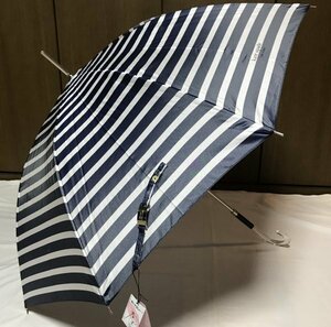 《新品》Kate spade new york・ケイトスペードニューヨーク／雨用長傘・雨傘【ボーダー・紺 ネイビー】