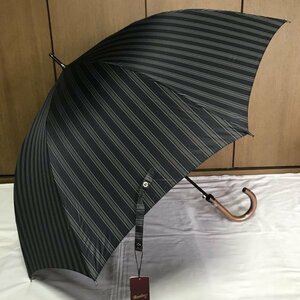 { new goods }boru surrey no| umbrella * long umbrella [ stripe * gray × blue × black ] one touch * Jump umbrella * enduring manner Umb.Z