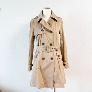  free zma-FREE*S MART trench coat outer S size Camel beige flair double coat ribbon lady's frill 36 size 7 number 