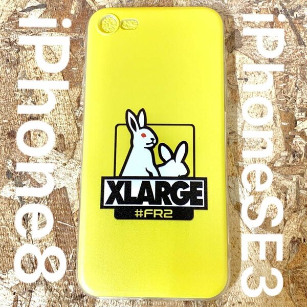 黄色【FR2 × XLARGE】コラボ iPhoneケース iPhone8 iPhoneSE3 スマホケース エフアールツー