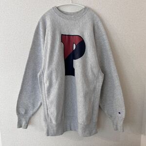 90's USA製 XXL Champion reverse weaveアルファベット P ラバープリント スウェット チャンピオン リバースウィーブ vintage 80's