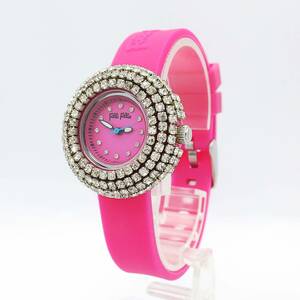  beautiful goods free shipping [ battery replaced ][ operation goods ]* Folli Follie *Folli Follie*WF2P010ZS* pink * lady's / wristwatch / analogue / quartz 