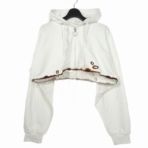 ダブレット doublet 22AW BURNING EMBROIDERY ZIP UP HOODIE バーニング ジップ パーカー フーディ S ホワイト 白 22AW27CS229 メンズ