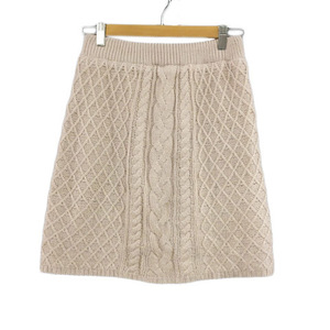  Olive des Olive OLIVE des OLIVE skirt knitted pcs shape Mini waist rubber cable braided plain F pink beige lady's 