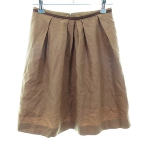  Ballsey Tomorrowland skirt flair knee height back fastener tuck wool thin plain 34 beige tea bottoms /NA lady's 