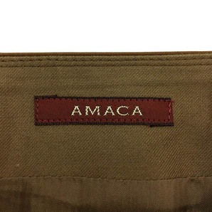 アマカ AMACA スカート プリーツ フレア 膝丈 フェイクレザー リボンベルト 40 茶 ブラウン レディースの画像5