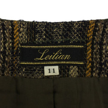 レリアン Leilian ジャケット ノーカラー ダブル 総柄 ツイード 肩パッド 長袖 11 緑 黒 グリーン ブラック レディース_画像5