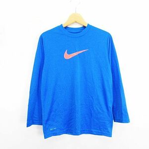 ナイキ NIKE Tシャツ カットソー 長袖 クルーネック ロゴ M ブルー スポーツウェア ※EKM キッズ