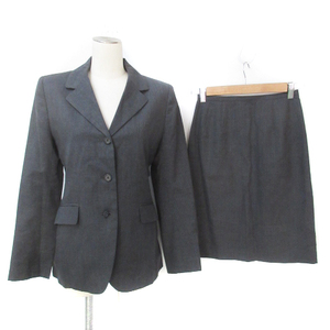  Ine suit setup top and bottom tailored jacket middle height tight skirt knee height stripe pattern 2 gray /FF39 lady's 