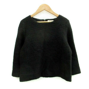  Ballsey BALLSEY Tomorrowland knitted sweater 7 minute sleeve round neck plain moheya. wool .38 black black /MS18 lady's 