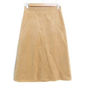  Ships SHIPS flair skirt long height suede style plain 36 beige /FF24 lady's 
