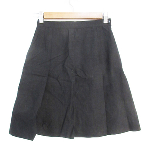  Agnes B agnes b. box pleated skirt knee height wool plain 36 black black /FF8 lady's 