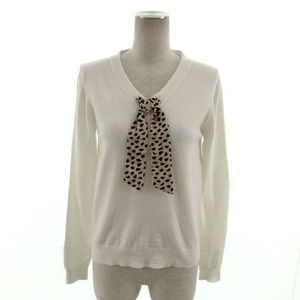  Cecil McBee CECIL McBEE knitted sweater V neck long sleeve ribbon white Brown tea black black M lady's 