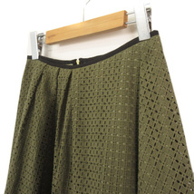 エルフォーブル ELFORBR スカート フレア カットワーク 刺繍 38 緑 カーキ レディース_画像5